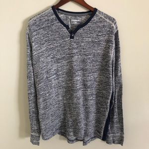 Express longsleeve henley shirt navy blue/white large